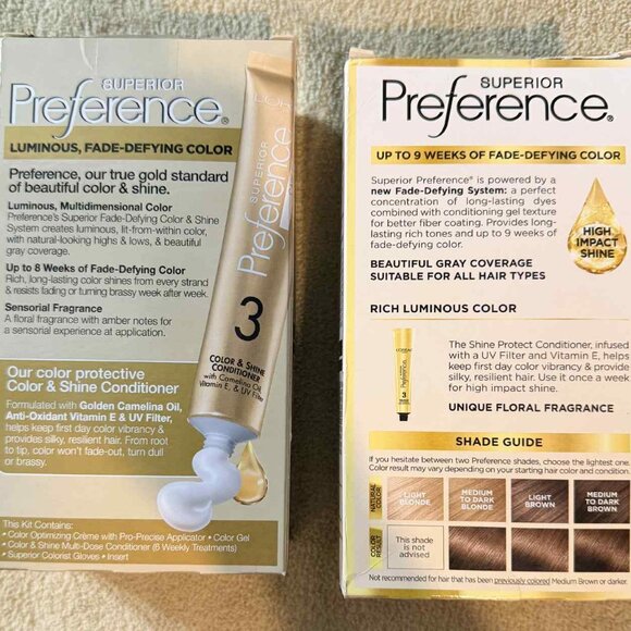 2 BOXES BRAND NEW Loreal Superior Preference Permanent Hair Color 6 Light Brown - Picture 4 of 7